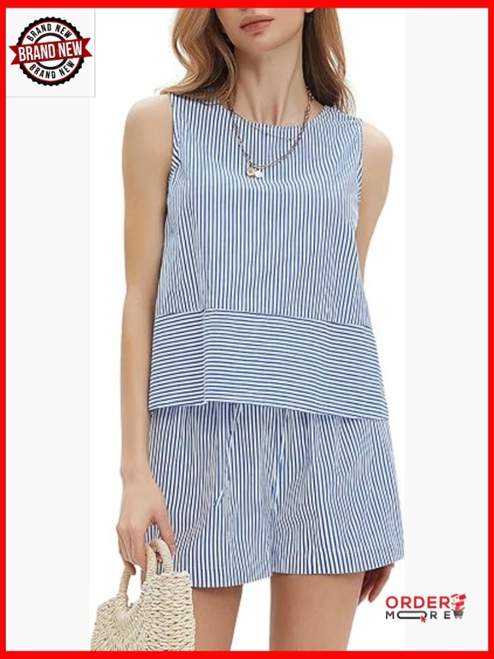 Womens 100% Cotton Two Piece Set Summer Outfits Sleeveless Tank Top Shorts Sets